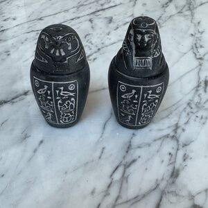 Set of 2 Egyptian Mini Canopic Jars